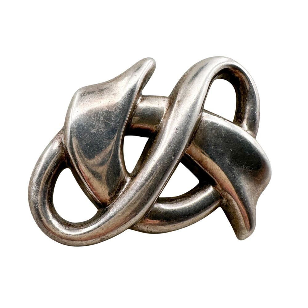 Mikal-Jon Bayanihan Sterling Silver Brooch Vtg Modernist Biomorphic Knot Signed